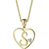 Online Apart Zawieszka z żółtego złota z diamentem - litera S, serce - 0,005 ct - próba 375