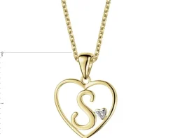 Online Apart Zawieszka z żółtego złota z diamentem - litera S, serce - 0,005 ct - próba 375