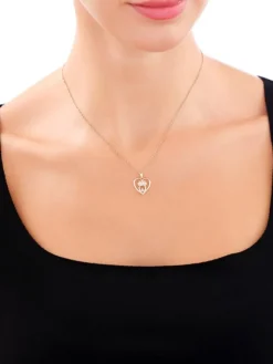 New Apart Zawieszka z żółtego złota z diamentami - sowa, serce - 0,01 ct - próba 585
