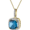 Outlet Apart Zawieszka z żółtego złota z diamentami i topazem London Blue - próba 585