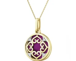 Clearance Apart Zawieszka z żółtego złota z diamentami i emalią - 0,01 ct - próba 375