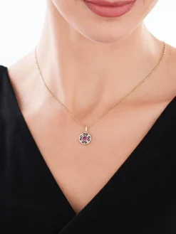 Clearance Apart Zawieszka z żółtego złota z diamentami i emalią - 0,01 ct - próba 375