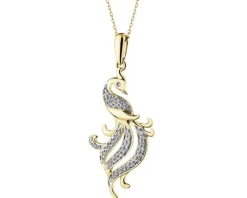 Discount Apart Zawieszka z  żółtego złota z diamentami - feniks - 0,15 ct - próba 585