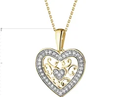 Discount Apart Zawieszka z żółtego złota z diamentami - serce - 0,12 ct - próba 585