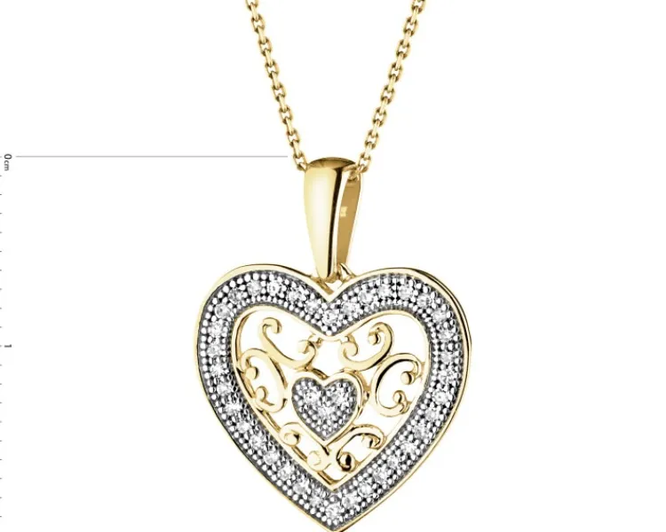 Discount Apart Zawieszka z żółtego złota z diamentami - serce - 0,12 ct - próba 585
