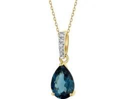 New Apart Zawieszka z żółtego złota z diamentami i topazem London Blue - próba 585