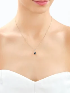 New Apart Zawieszka z żółtego złota z diamentami i topazem London Blue - próba 585
