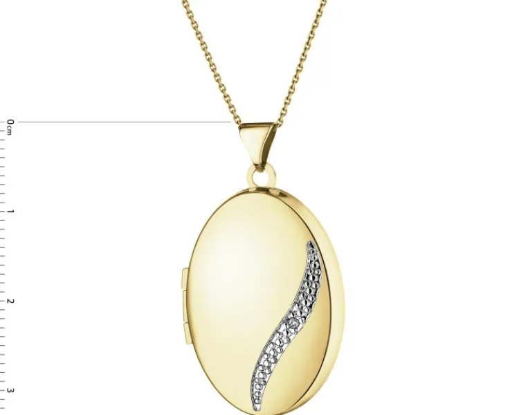Discount Apart Zawieszka z żółtego złota z diamentem - puzderko - 0,005 ct - próba 585