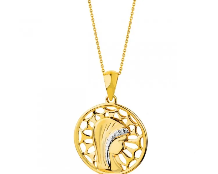 Sale Apart Zawieszka z żółtego złota z diamentami - medalik Matka Boska - 0,006 ct - próba 375