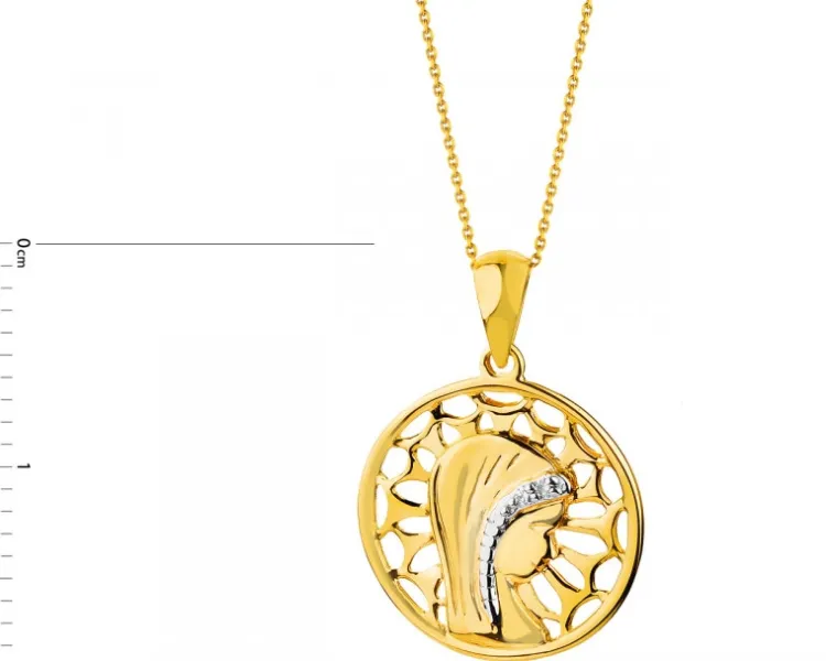 Sale Apart Zawieszka z żółtego złota z diamentami - medalik Matka Boska - 0,006 ct - próba 375