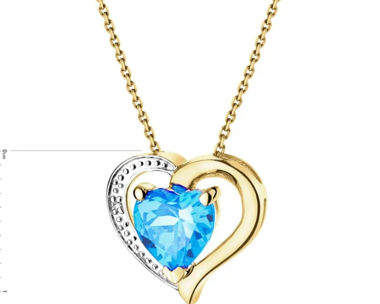 Clearance Apart Zawieszka z żółtego złota z diamentem i topazem - serce - próba 585