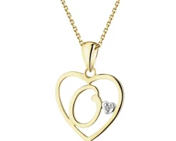 Apart Zawieszka z żółtego złota z diamentem - litera O, serce - 0,005 ct - próba 375< Zawieszki