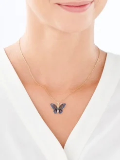 Apart Zawieszka z żółtego złota z diamentami i szafirami - motyl - próba 585< Zawieszki