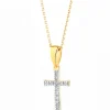 Outlet Apart Zawieszka z żółtego złota z diamentami - krzyż - 0,02 ct - próba 585