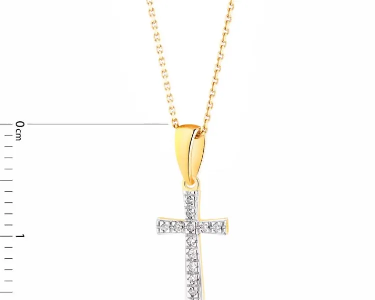 Outlet Apart Zawieszka z żółtego złota z diamentami - krzyż - 0,02 ct - próba 585