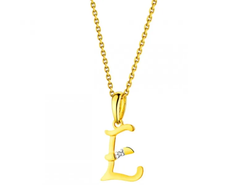 Outlet Apart Zawieszka z żółtego złota z diamentem - litera E - 0,004 ct - próba 585