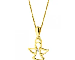 Outlet Apart Zawieszka z żółtego złota z diamentem - aniołek - 0,003 ct - próba 375