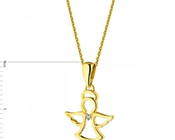Outlet Apart Zawieszka  z żółtego złota z diamentem - aniołek - 0,003 ct - próba 375