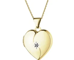 Clearance Apart Zawieszka z żółtego złota z diamentem - puzderko - serce - 0,005 ct - próba 585