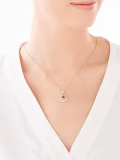 Online Apart Zawieszka z żółtego złota z diamentami i rubinem - rozeta - próba 585