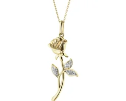 Online Apart Zawieszka z żółtego złota z diamentami - róża, kwiat - 0,01 ct - próba 585