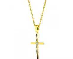 New Apart Zawieszka z żółtego złota z diamentem - krzyż - 0,005 ct - próba 585