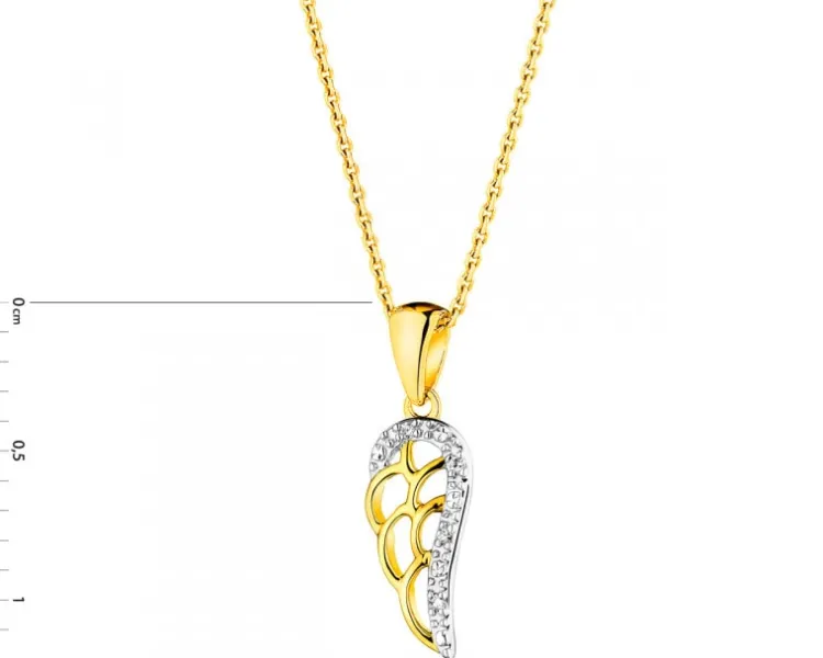 Apart Zawieszka z żółtego złota z diamentami - skrzydło - 0,01 ct - próba 375< Zawieszki
