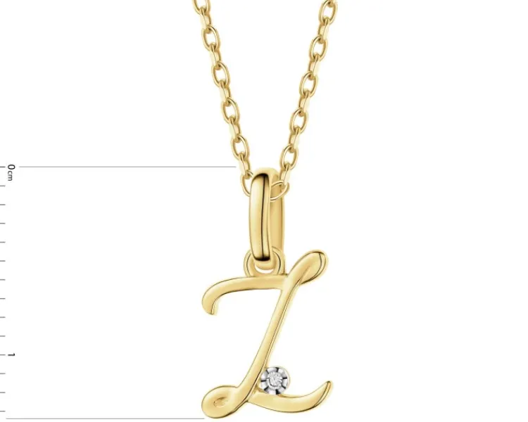 Discount Apart Zawieszka z żółtego złota z diamentem - litera Z - 0,003 ct - próba 375
