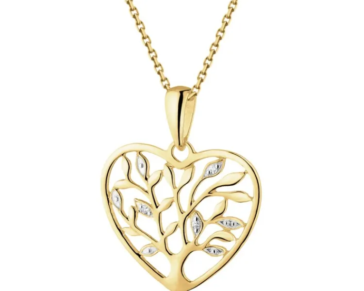 Best Apart Zawieszka z żółtego złota z diamentami - drzewko, serce - 0,01 ct - próba 585