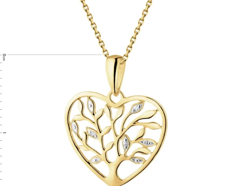 Best Apart Zawieszka z żółtego złota z diamentami - drzewko, serce - 0,01 ct - próba 585