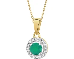 Discount Apart Zawieszka z żółtego złota z diamentami i szmaragdem - próba 375