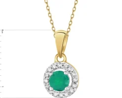 Discount Apart Zawieszka z żółtego złota z diamentami i szmaragdem - próba 375