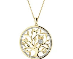 Outlet Apart Zawieszka z żółtego złota z diamentami - drzewko, sowa - 0,02 ct - próba 375