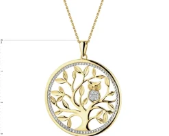 Outlet Apart Zawieszka z żółtego złota z diamentami - drzewko, sowa - 0,02 ct - próba 375