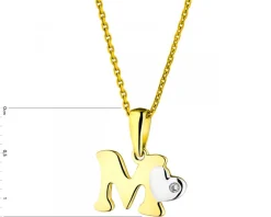 Online Apart Zawieszka z żółtego złota z diamentem - litera M - 0,004 ct - próba 375
