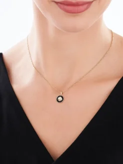 Apart Zawieszka z żółtego złota z diamentem i emalią - kwiat - 0,004 ct - próba 375< Zawieszki