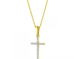 Apart Zawieszka z żółtego złota z diamentami - krzyż - 0,05 ct - próba 585< Zawieszki
