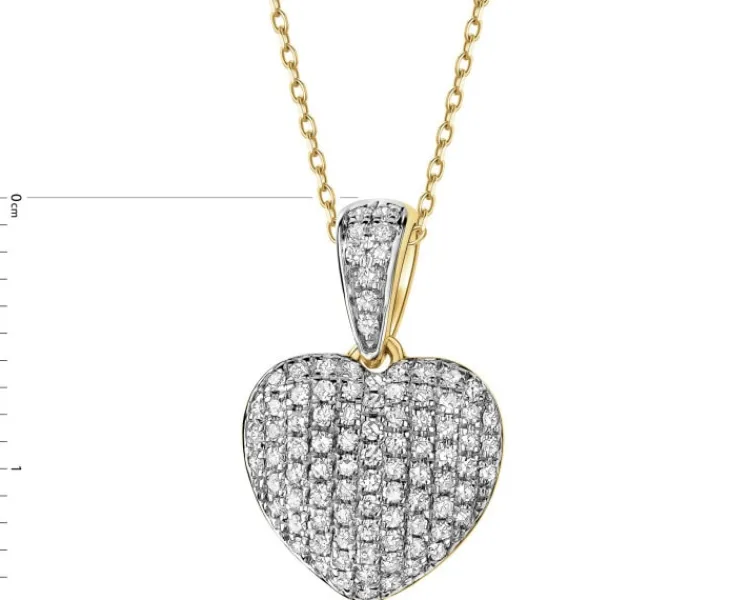 Clearance Apart Zawieszka z żółtego złota z diamentami - serce - 0,22 ct - próba 585