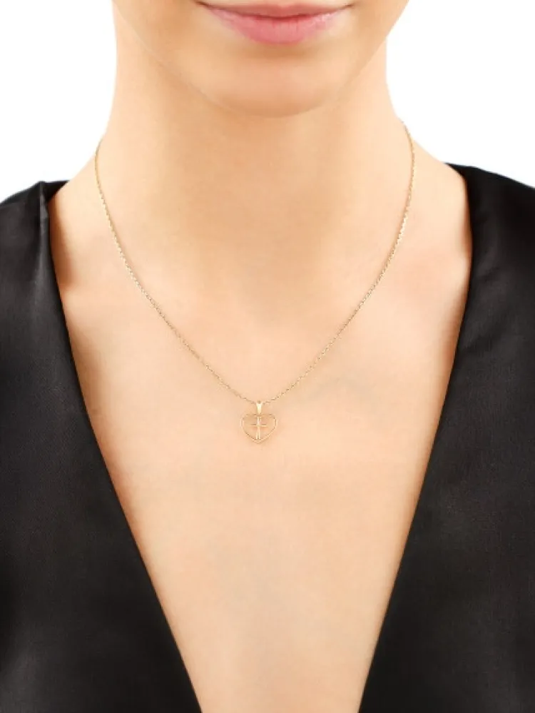 Apart Zawieszka z żółtego złota z diamentem - serce, krzyż - 0,002 ct - próba 585< Wszystkie