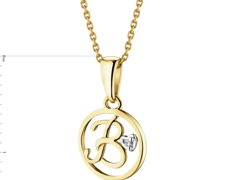 Apart Zawieszka z żółtego złota z diamentem - litera B - 0,003 ct - próba 585