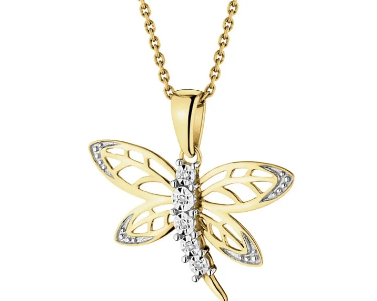 Apart Zawieszka z żółtego złota z diamentami - ważka - 0,01 ct - próba 375< Zawieszki