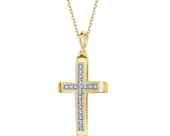 Apart Zawieszka z żółtego złota z diamentami - krzyż - 0,05 ct - próba 375< Zawieszki