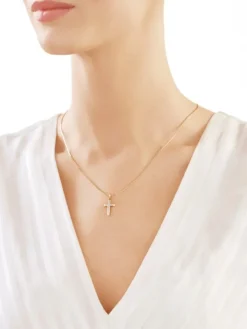 Apart Zawieszka z żółtego złota z diamentami - krzyż - 0,05 ct - próba 375< Zawieszki