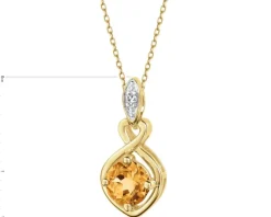 Discount Apart Zawieszka z żółtego złota z diamentem i cytrynem - próba 375
