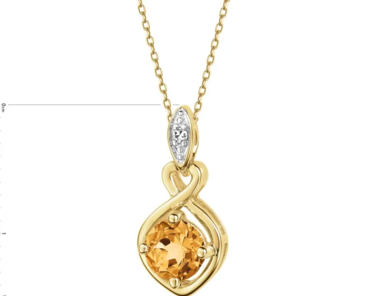 Discount Apart Zawieszka z żółtego złota z diamentem i cytrynem - próba 375