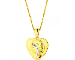 Apart Zawieszka z żółtego złota z diamentami - medalik Matka Boska, serce - 0,006 ct - próba 375< Zawieszki