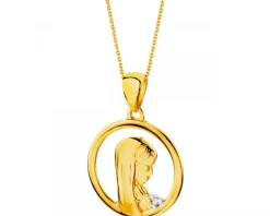 Apart Zawieszka z żółtego złota z diamentem - medalik Matka Boska - 0,004 ct - próba 375< Zawieszki