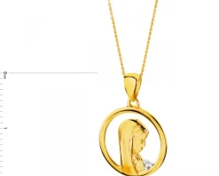 Apart Zawieszka z żółtego złota z diamentem - medalik Matka Boska - 0,004 ct - próba 375< Zawieszki