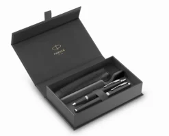 Parker Zestaw Pióro + Długopis IM Czarny CT w Pudełku z Etui< Zestawy Piór I Długopisów