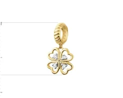Outlet Apart Złota zawieszka beads z diamentami - koniczyna - 0,02 ct - próba 375